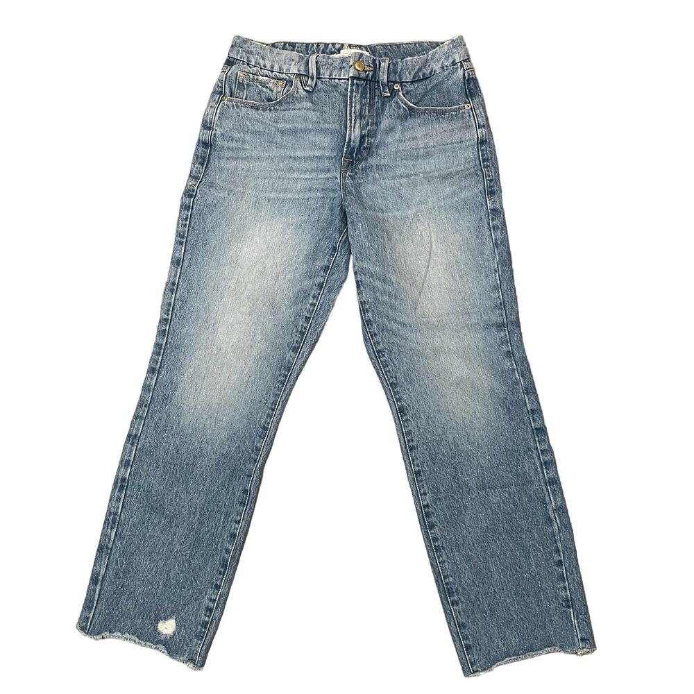 Good American Good Vintage Jagged Step Hem Straight Leg Jeans Distressed 4 / 27